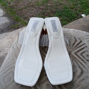 Steve Madden White Slide Mules with Clear Straps